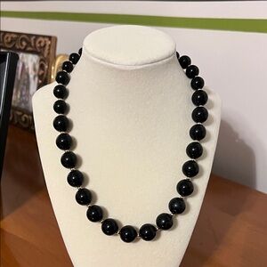 Elegant Vintage Monet Black/Gold Beaded Necklace